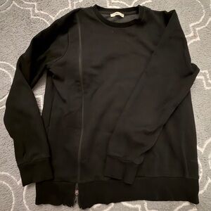 Men's Black Zip-Front Crew Sweater
